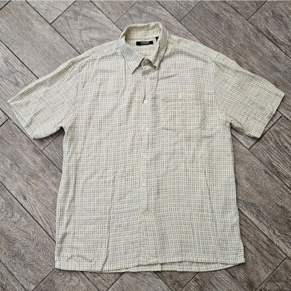 Mondo Di Marco Cream Short Sleeve Button Up Shirt Size M
